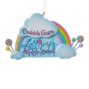 Bubble Gum And Lollipop Rainbow Personalized Ornament