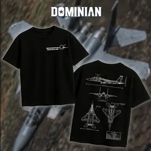 DOMINIAN  F-15 Strike Eagle Blueprint T-Shirt/Hoodie Vintage Mcdonnell Douglas F-15E Graphic Tee Military Enthusiast Streetwear Clothing Gift for Men Breathable Printing