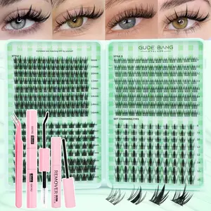 400pcs Eyelash Extension Kit with Glue Tweezers Remover Cream, CC Curl Mixed 8-16mm Large Capacity, Home Self-Duplication Beginner Friendly, DIY Lash Kit