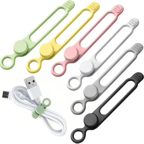 30 Pcs Silicone Data Cable Organizer, Reusable Cable Ties Wire Organizers for Office, Multipurpose Elastic Cord Wraps Cable Management for Charging Cord,Appliances,Home,Office,Kitchen,School,Travel