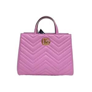 Pre-owned GUCCI 【Alea】GUCCI Purple Gold Hardware GG Marmont Tote Small 26