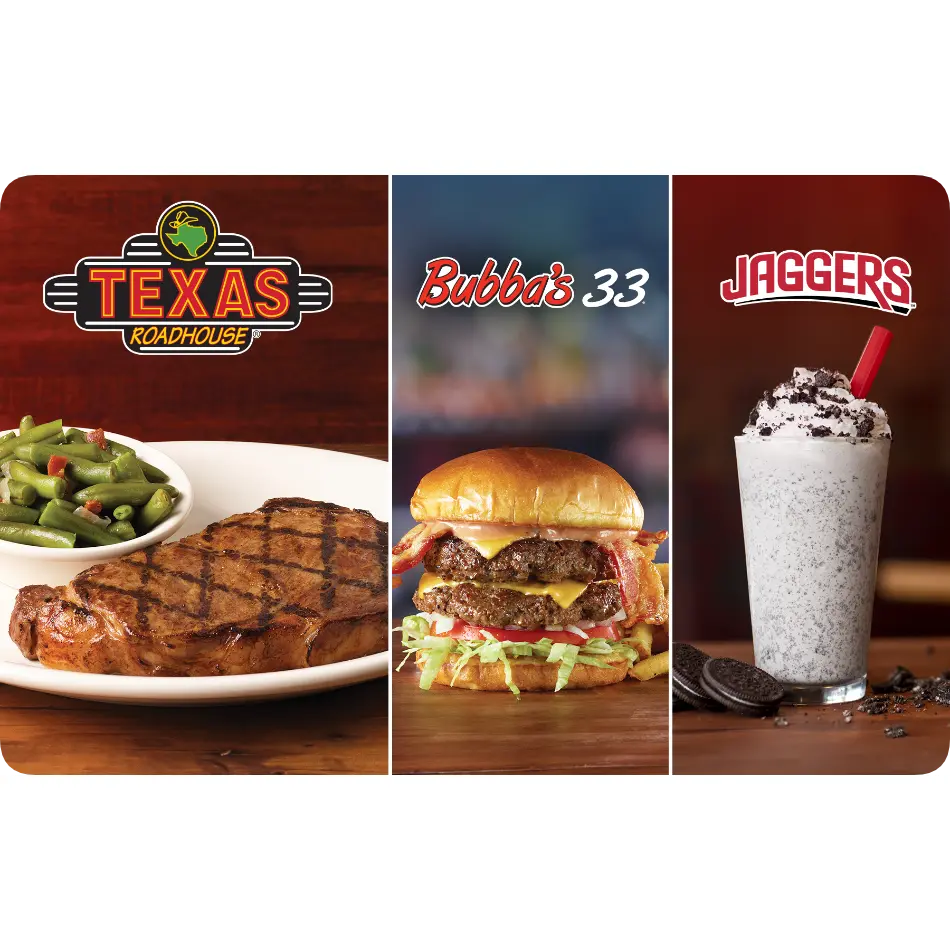 Texas Roadhouse Multi-Brand eGift Card | Texas Roadhouse, Bubba's 33 & Jaggers