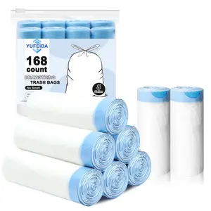 Household 8-Gal Drawstring Trash Bags Pack, 168-Count White Tear-Resistant Sturdy Odorless Plastic Liners for Bathrooms, Bedrooms