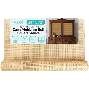 Hi Key Trading Square Weave (Radio Weave) Rattan Cane Webbing Roll for Chairs, Cabinets, Door Panels & Furniture Repair, 2FT x 6FT