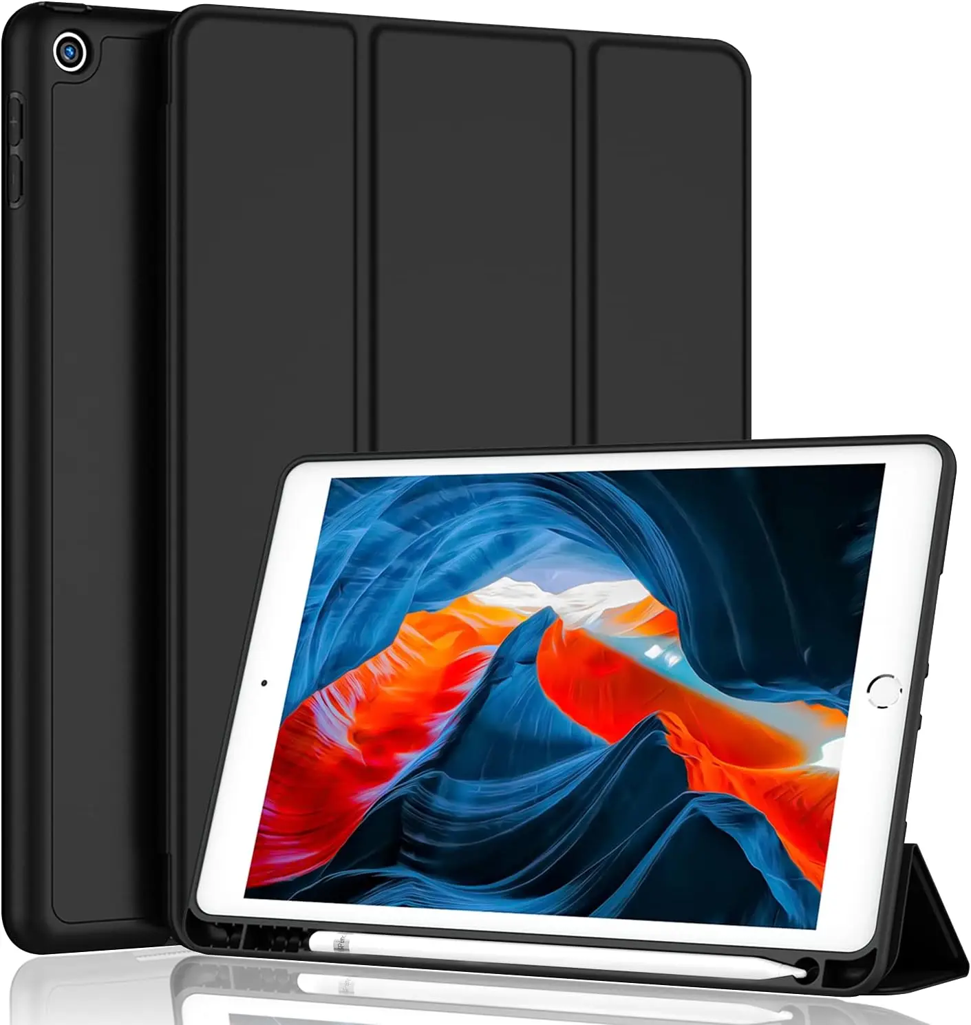 iPad 9th Generation Case 2021/iPad 8th Generation Case 2020 10.2 Inch with Pencil Holder, iPad 7th Gen 2019 Case with Soft Baby Skin Silicone Back, Auto Wake/Sleep Cover