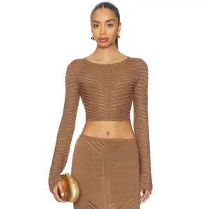 DEVON WINDSOR Raya Metallic Top in Truffle