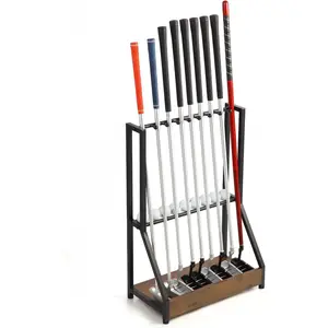 Golf Putter Stand for 9 Clubs & 9 Balls, Solid  & Iron Golf Club Rack, Golf Club Organizer Floor Stand, Golf Club Holder | Rustic Modern Design for , Office, Golf Course Accessories