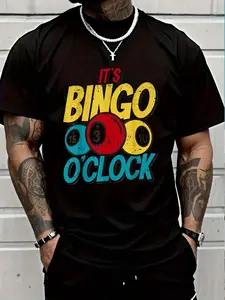 100% Cotton Bingo Bingo O'Clock Bingo Player Gambling Casino T-Shirt Women's Men's Graphic Tee Crew Neck summer vacation Tops