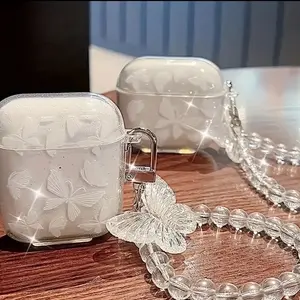 Transparent Butterfly Glitter AirPod Case Protection Shockproof Accessories cover Durable Handheld