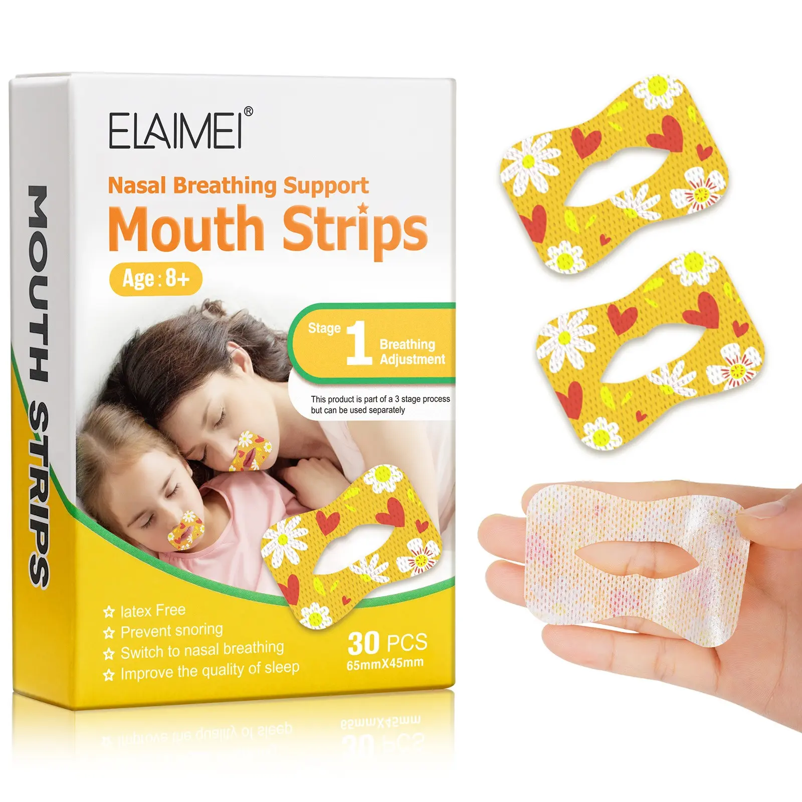 ELAIMEI Closed-Mouth Strips for Adults and Children: For children’s sleep correction, adult snoring relief, nighttime use, daily jaw and facial correction, drool prevention, lip shaping, and improvement of a protruding mouth
