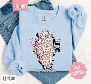 Illinois Floral Sweatshirt, Cute Illinois Sweatshirt, Illinois State Sweatshirt