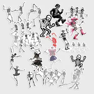 Sticker Pack 20 Dancing Skeleton Sticker Funny Gothic Aesthetic Vinyl Decal for Laptop Water Bottle Skateboard Cool Skeleton Dance Design for Halloween Lovers
