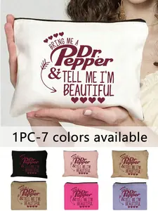 Fashionable Lightweight Makeup Bag, Wine Heart Print, Foldable Zipper Cosmetic Pouch, Easy Clean Multi-Functional Travel Gift