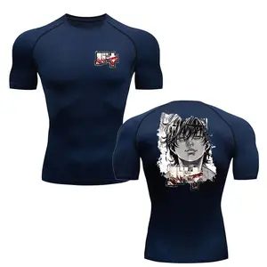 Anime Baki Hanma Men'S T Shirt Gym Fitness Boxing Outdoor Training MMA Rash Guard Boxing Tshirt Herren Jiu Jitsu Bjj Sport Shirt