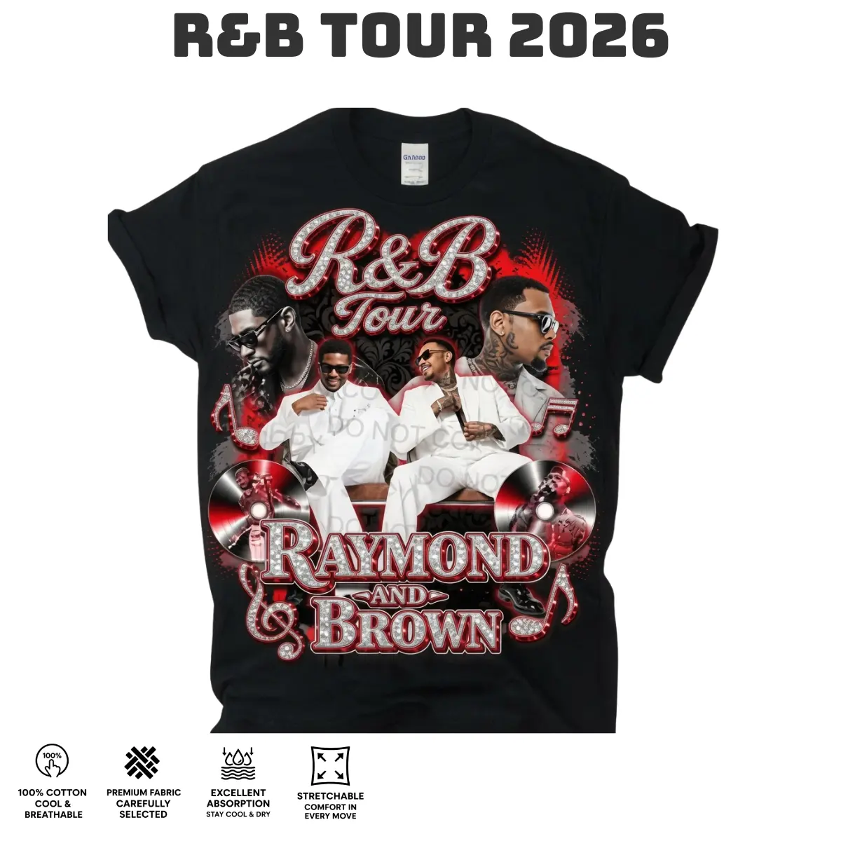 Ch.Brown Usher Raymond The R&B Tour 2026 Unisex Tee,GILDAN TSHIRT.