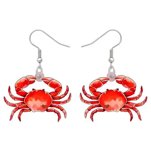 Earrings - Crab Dangle (Red)