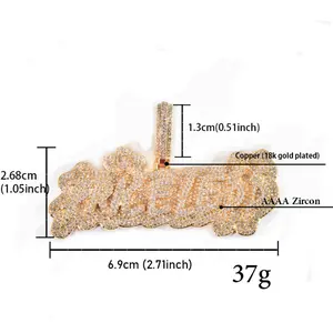 Hip hop tide brand English letter pendant electroplated full of diamonds zircon personalized letter versatile pendant jewelry