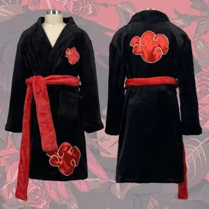Naruto Robe Akatsuki Anime Uchiha Itachi Generation 4 Fire Shadows Flannel Thickened Bathrobe Thermal Nightgown for Young Pajama
