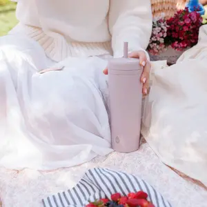 Stainless Steel Rowan Tumbler with Silicone Straw 24 fl oz, Mauve (Mauve)