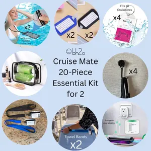 20 piece Cruise Essential Kit for 2 waterproof Phone Cases Lanyards for Cruise Magnetic Hooks Euro Travel Adapter Plug Luggage Cruise Tags Waterproof