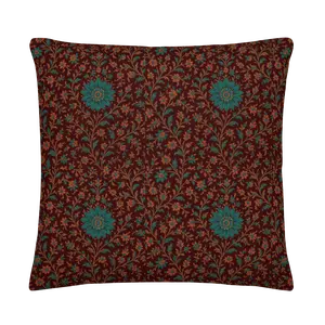 Alankari Heritage Floral Accent Pillow - Maroon & Turquoise