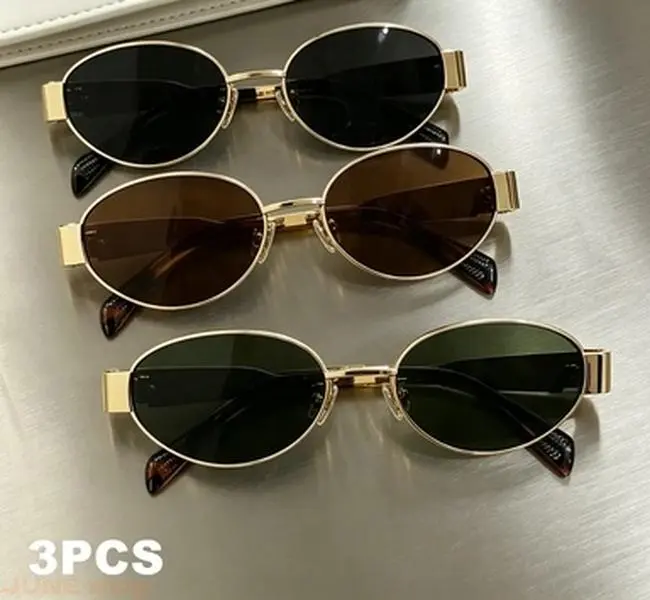 Women's 3-Pack Fashionable Frames Sunglasses - Elegant Oval Metal Frames, Soft Color Tint Lenses, Chic Casual Stylish Glasses, Classic Outlook for Daily Dressing, Beach Outing, Holiday Gifting, Womens Sunglasses, Tinted, Color Tint Women's Sunglasses