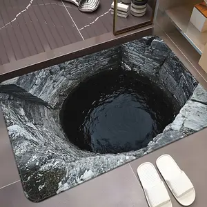 Endless Abyss Visual Effect Rug, Washable, Suitable for Bedroom, Living Room, Camping, Picnic, Hole Design, Abstract Pattern, Bathroom Use, Modern Abstract Rug