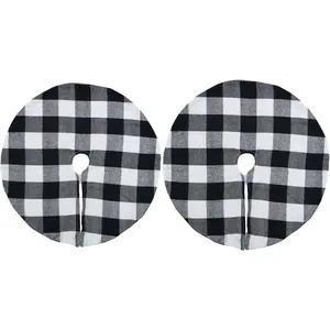 2 Pack 15 Inch Mini Buffalo Plaid Christmas Tree Skirt for Family Christmas Party Holiday Decoration