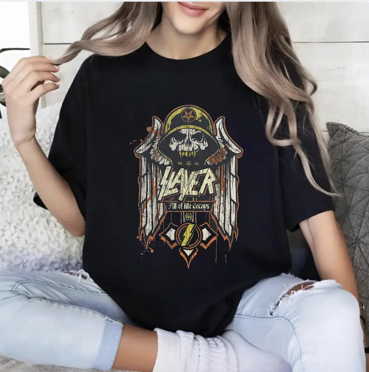 Retro Thrash Metal Graphic T-shirt, Band Merchandise Tee, 90s Band Unisex Tops, All Life Decays, Unisex Cotton T-shirt