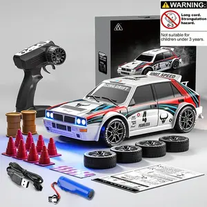 Remote Control Drift Car, 2.4GHz Four-Wheel Drive, Speed Adjustment LED Lights Extra Tires Obstacle Accessories Kids Racing Gift