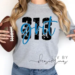 Detroit 313 “GRIT” Football Crewneck Sweatshirt | Sunday Playoff Football Apparel | One Pride Pullover | Detroit 313 Football Fan Gift