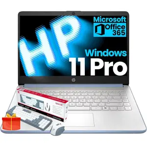 HP 2025 14 Inch Small Laptop for Student Business, Intel N150 CPU, 14" Anti-Glare, up to 16GB RAM, 256GB Storage, Wi-Fi 6, Copilot AI & 1 Year Office 365, Windows 11 Pro,RedDragon Keyboard and Mouse