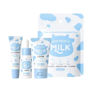 Milky Three-Piece Facial Care Set Includes Cleansing Essence, Eye Cream & Moisturizing Cream, Nourishing Skin Care Routine