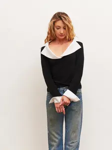 LONG SLEEVE PEARL COLLAR BLOUSE