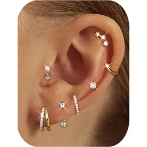 Ladies' hypoallergenic gold-plated earrings fashionable earring set cute cartilage spiral jewelry sensitive ears silver exquisite gift
