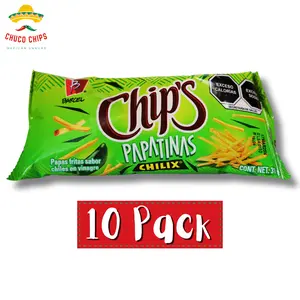 Chips Papatinas - Chilix Jalapeno - 10 Pack of Chips | Authentic Mexican Chips | Snack Crispy Spicy Crunchy | Mexican Chips & Snacks by Chuco Chips