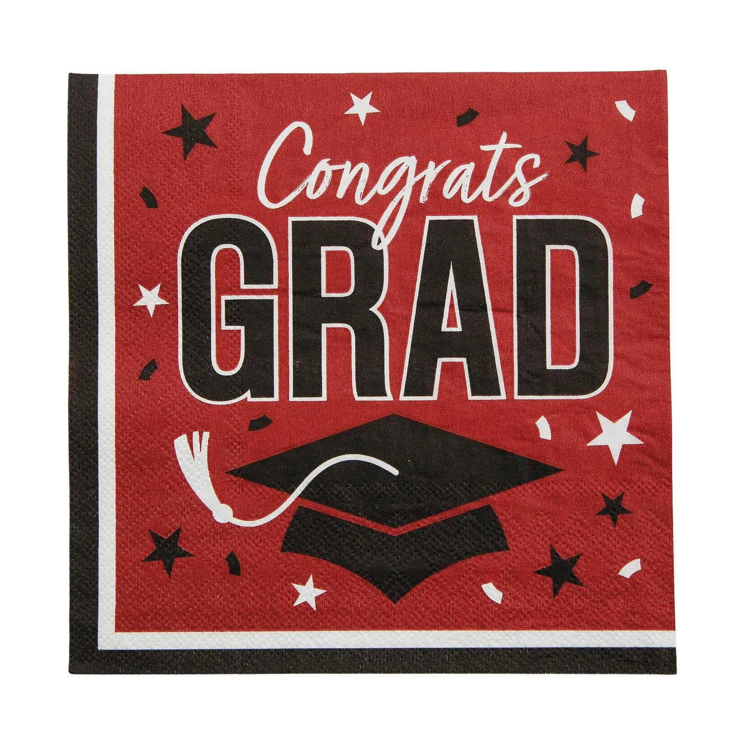 6.5-Inch Burgundy Confetti Disposable Paper Tableware, 50-Count Bulk Graduation Party Supplies for Congrats Grad Celebration Decor
