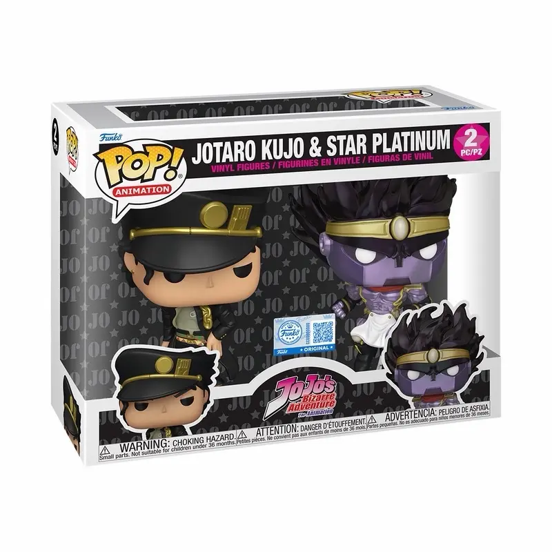 Funko JoJo's Bizarre Adventure Animation Exclusive Jotaro & Star Platinum 3.75-Inch Vinyl 2-Pack Collectible Figurines, Mini Figure, Figurine Collectibles