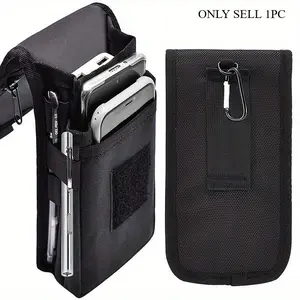 1pc Black Waist Bag With Convenient Buckle, Large Smartphone Holder, Multi-Purpose Tactical Cell Phone Case, Outdoor Sports Fanny Bag For Work, Hiking, Camping, Barbecue