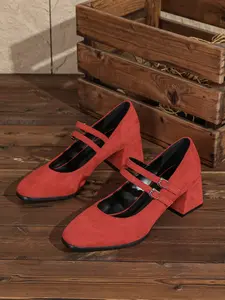Fashionable Women's Mary Jane Shoes, Buckle Fastening Square Toe Design, Lightweight Breathable All-Season Party Shoes
