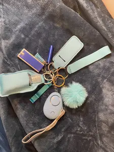 Safety Key Chain Set Light Blue, Fashionable Keychain & Phone Chain & Wristband, Trendy Exquisite Accessories for Women
