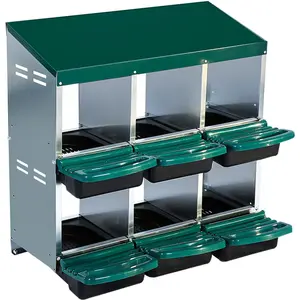 Garvee Chicken Nesting Box, 6/8/10 Compartment Metal Chicken Laying Boxes with Waterproof Roof ＆ Removable Trays for Hens, Poultry，Easy Egg CollectionGarvee