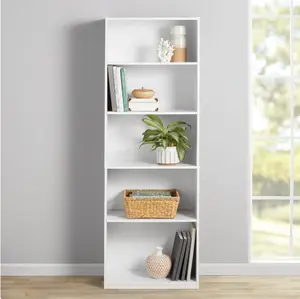 5-Shelf Bookcase with Adjustable Shelves for Customizable Storage in Bedrooms Living Rooms or Offices