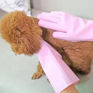 Pet Bath Gloves, 1 Pair Pet Scrubbing Brush, Bath Massage Gloves, Household Dishwashing Gloves, Pet Bathing Accessories