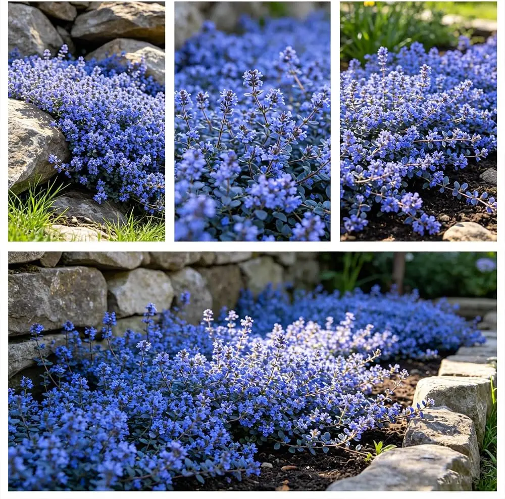 22,000+ Blue Creeping Thyme Seeds for Planting, Thymus serpyllum Heirloom Ground Cover Seeds, Fast-Growing Perennial Herb for Lawn, Rock Garden & Landscaping