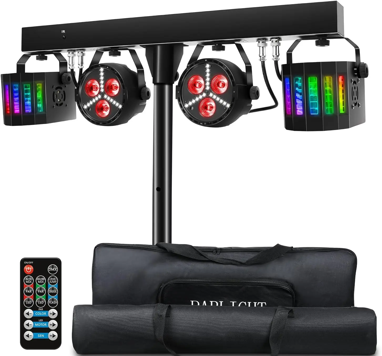 Telbum DJ Lighting Package with Carry Bag, 7.5Ft Stand, Sound-Activated LED Party Bar System with DMX & Remote Control for Stage, Events