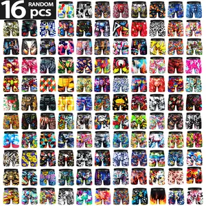 Set of 16/12/8/4 Active Men's Boxer Briefs - Multi-Pack Street Prints, Breathable Polyester Blend, Comfortable Fit Camouflage and Geometric Patterns, Everyday Underwear - KJFISTMU