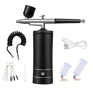 Portable Airbrush Set with Compressor, Automatic Handheld Nozzle 0.3mm, Rechargeable, Ideal for Painting, Tattooing, Nail Art, Modeling, Makeup