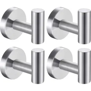 Bath Towel Hooks Robe Hook Holder Wall Mount Heavy Duty Wall Hooks SUS 304 Stainless Steel Coat Hook Closet Door for Bathroom Bedroom Hotel Kitchen Garage Pool 4 Pack (Brushed Nickel)