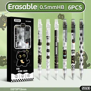 Mechanical Pencils 0.5mm for Writing & Drawing, Cute Cat Design, Multicolor Set, Ideal for Office & School Use, Pack of 6